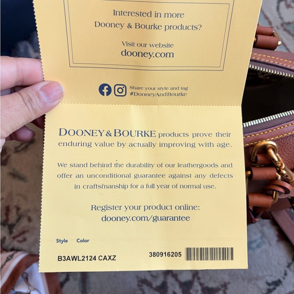 Dooney & Bourke Cognac Pebble Leather Satchel with Removable Strap - Picture 8 of 11